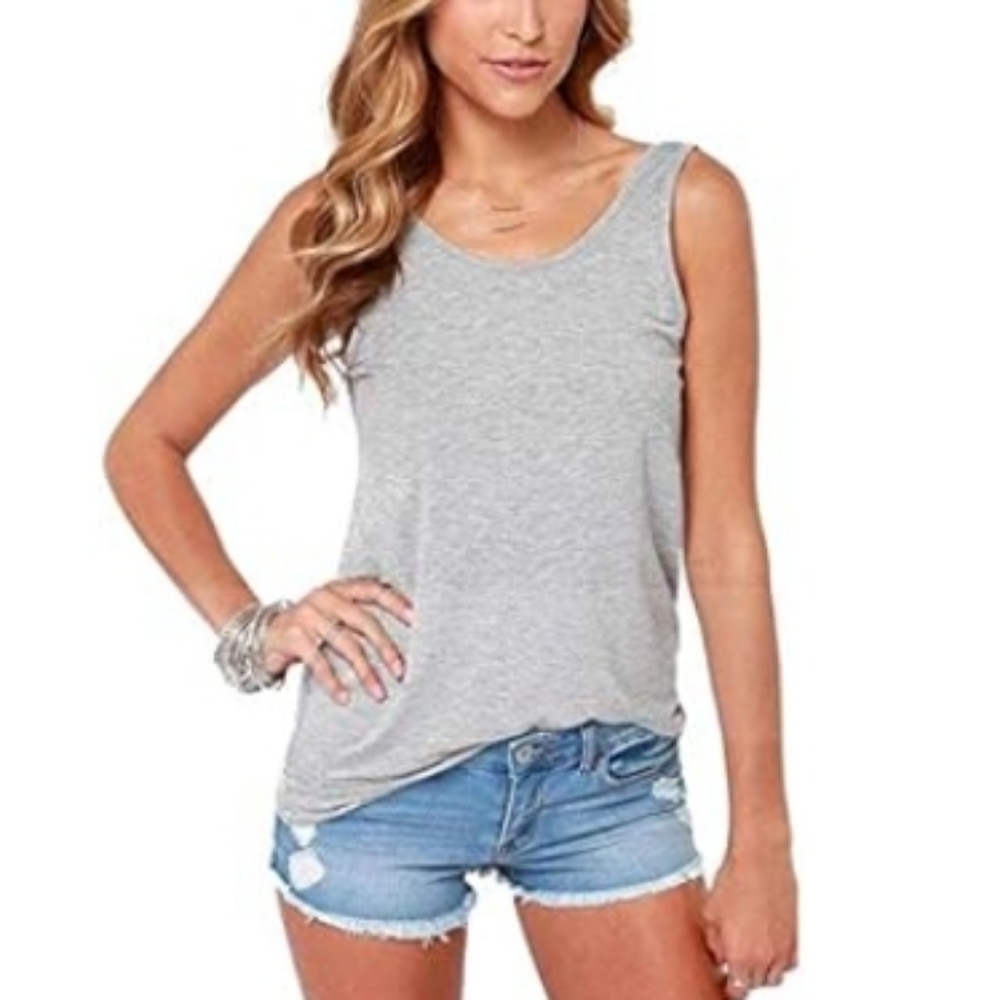 Bestisn Workout Shirt Sexy Open Back Activewear Yoga Tank Top Gray